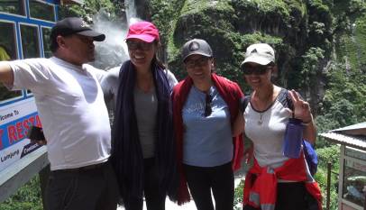 Bong waterfall tourists in Nepal