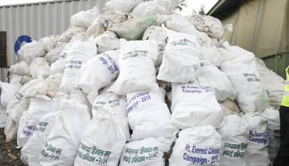 Non-disposable garbage collected from Everest