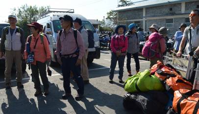 Tourists at airport.