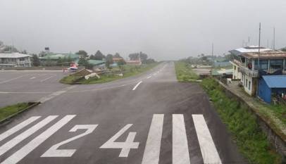Bare Lukla airport due to bad weather